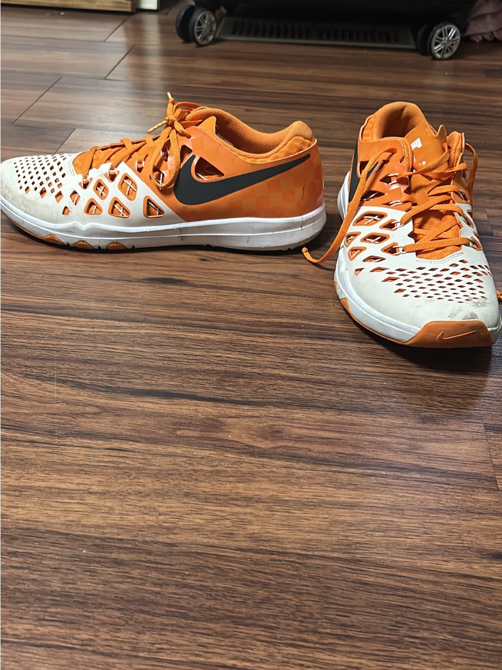 Nike Men’s Orange, White and Black Athletic Training Shoes